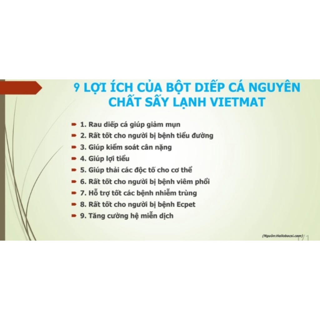 Bột diếp cá sấy lạnh cho bé VIETMAT trọng lượng 30g/50g/60g/100g