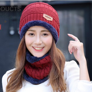 MŨ LEN NỮ KÈM KHĂN CỔ HÀN QUỐC CAO CẤP