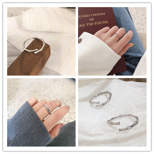 Nhẫn Đeo Tay Tạo Hình Đốt Tre Đơn Giản Cho Nữ