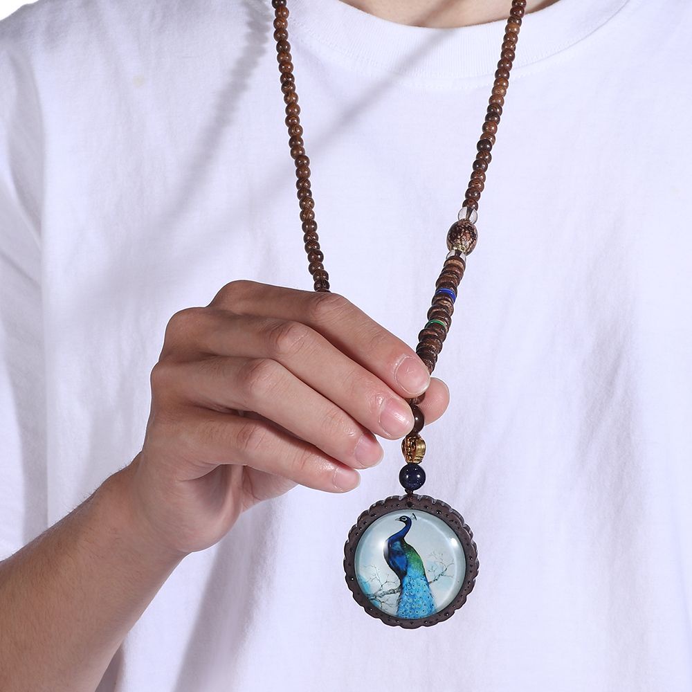 Vòng cổ chuỗi hạt gỗ tùy chọn kiểu dáng phong cách boho cổ điển