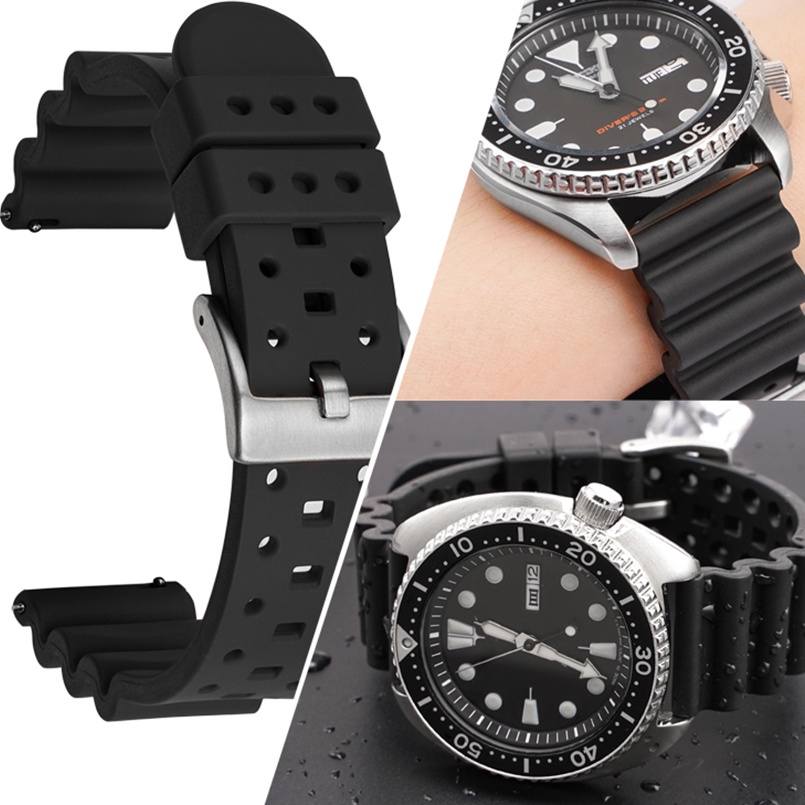 Dây Cao Su Tháo Lắp Nhanh 20mm 22mm 24mm Cho Đồng Hồ Seiko Casio Huawei gt2 Galaxy 3