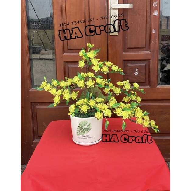 Set vật liệu làm hoa mai đào,gốc bonsai Thác đổ,hoa handmade trang trí nhà