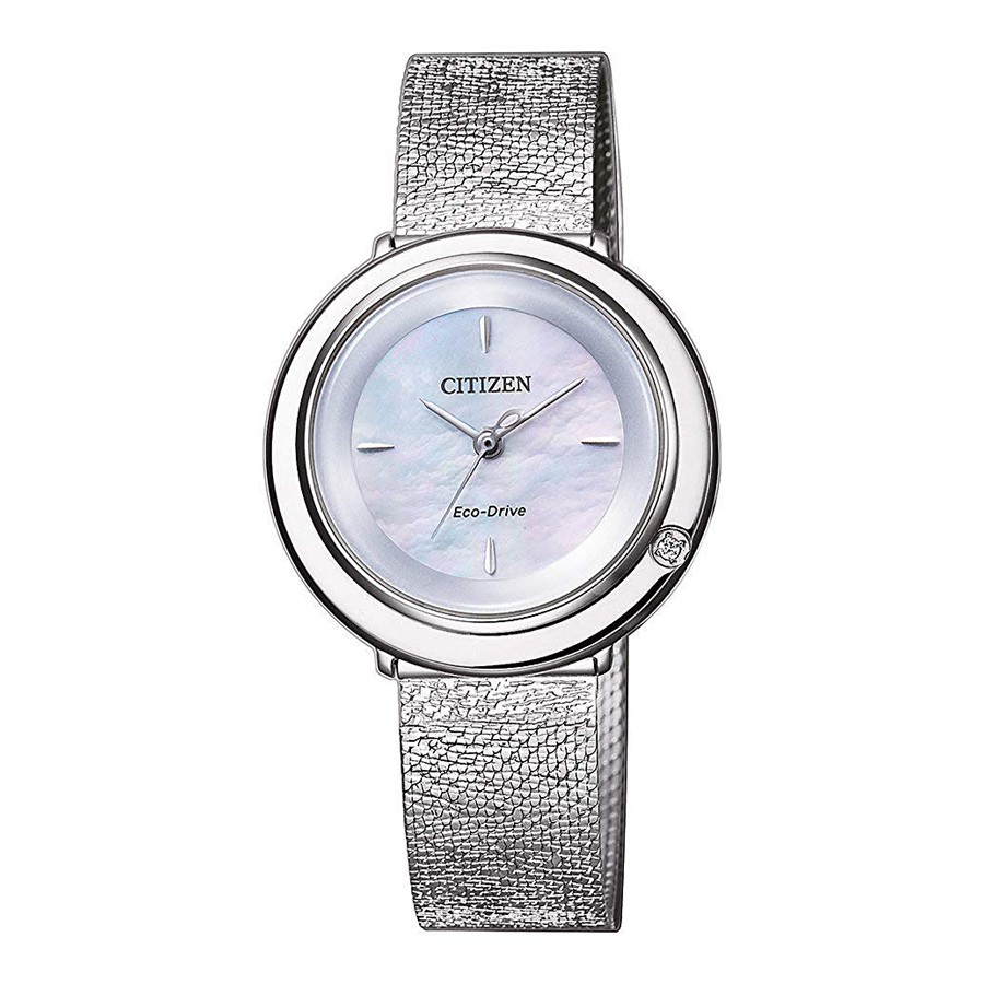 Đồng Hồ Nữ Citizen Đính Kim Cương Dây Thép Không Gỉ EM0640-82D - Mặt Xà Cừ (Sapphire)