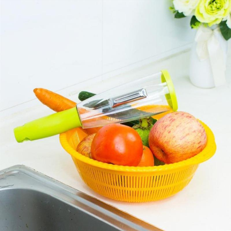 Multi-function Storage Vegetable Skin Scraper/ Manual Fruit Peeler with Non-slip Handle/ Stainless Steel Apple Potato Peeling Supplies/ Kitchen Tool Accessories