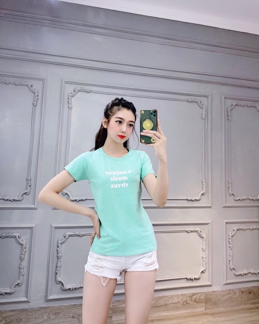 ÁO THUN THÁI BODY NỮ CỔ TRÒN TAY NGẮN IN CHỮ