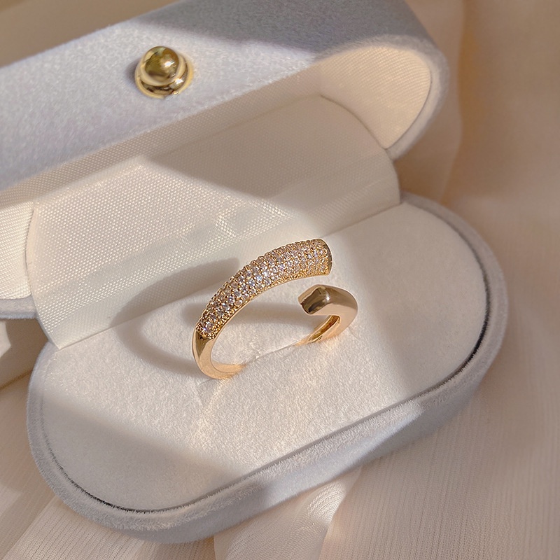 Nhẫn Hở Hai Lớp Hình Bướm Đính Đá zircon Đơn Giản Cá Tính Cho Nữ