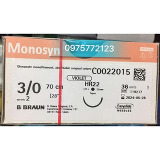 Chỉ thẩm mỹ tự tiêu Monosyn 3/0 [Giá 1 sợi]