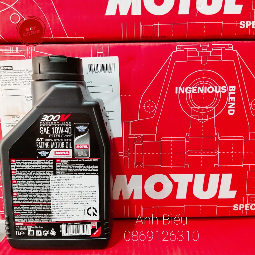 [Giá Việt Hàng Âu] Nhớt MOTUL 300v Factory Line 4T SAE 10w40 100% SYNTHETIC