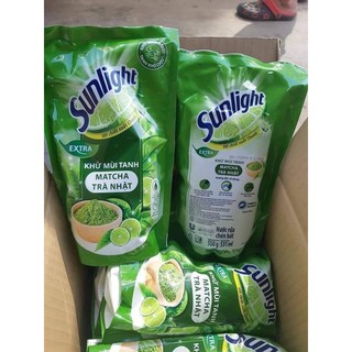 Combo 12 túi nước rửa chén sunlight trà xanh 550g