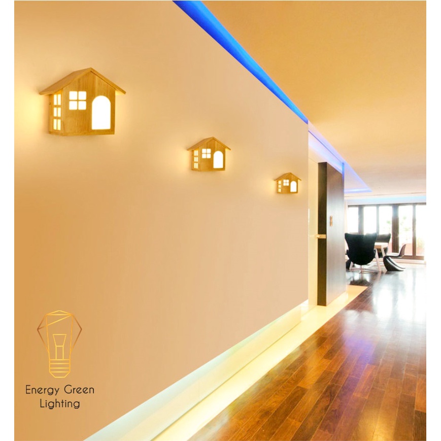 Đèn Tường Gỗ Energy Green Lighting Hình Ngôi Nhà DT-B0045 Kiểu Dáng Hiện Đại - Trang Trí Căn Phòng -Bảo Hành 12 Tháng