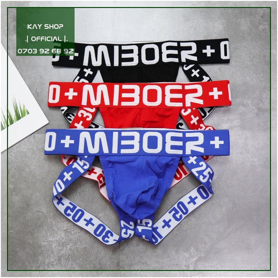 ♠◘∋Quần lót nam jockstrap sexy dây nâng mông cao cấp Miboer pha lưới xuyên thấu - sịp giảm ma sát khoe