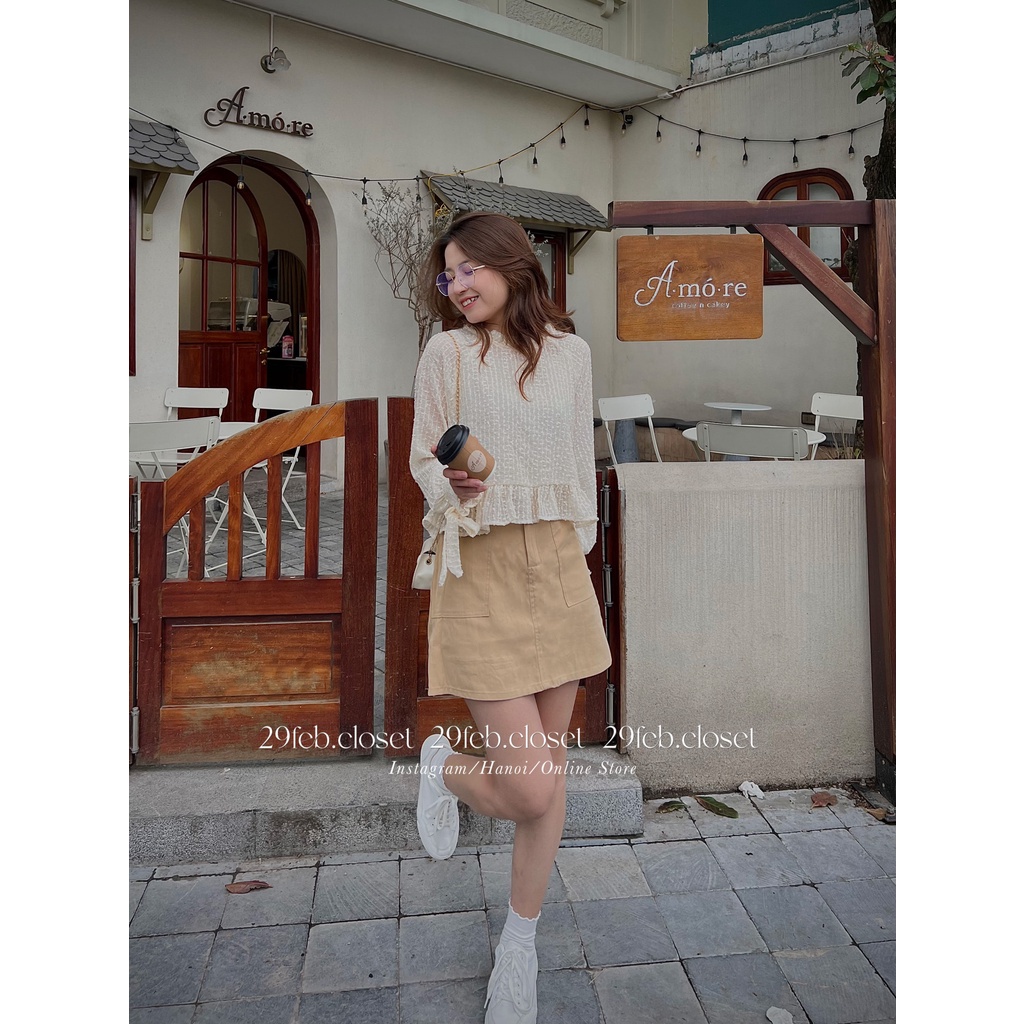 Set áo sơ mi bling tiểu thư kèm áo hai dây phối chân váy chữ a có lót trong Kozoda M82