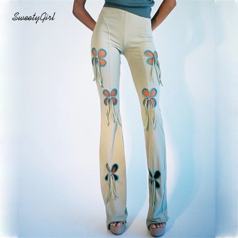 Quần Dài Lưng Cao Ống Loe Ôm Dáng Phối Màu Tương Phản Thời Trang 2022 Cho Nữ