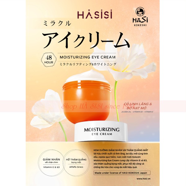 Kem Dưỡng Giảm Nhăn Và Thâm Quầng Mắt HASI KOKESHI PUREDOLL MOISTURIZING EYE CREAM 15g