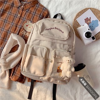 (Sẵn) Balo, cặp sách đựng được máy tính cute hồng đen trắng ulzzang - BAG07