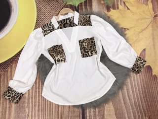 Áo somi tay phồng phối beo