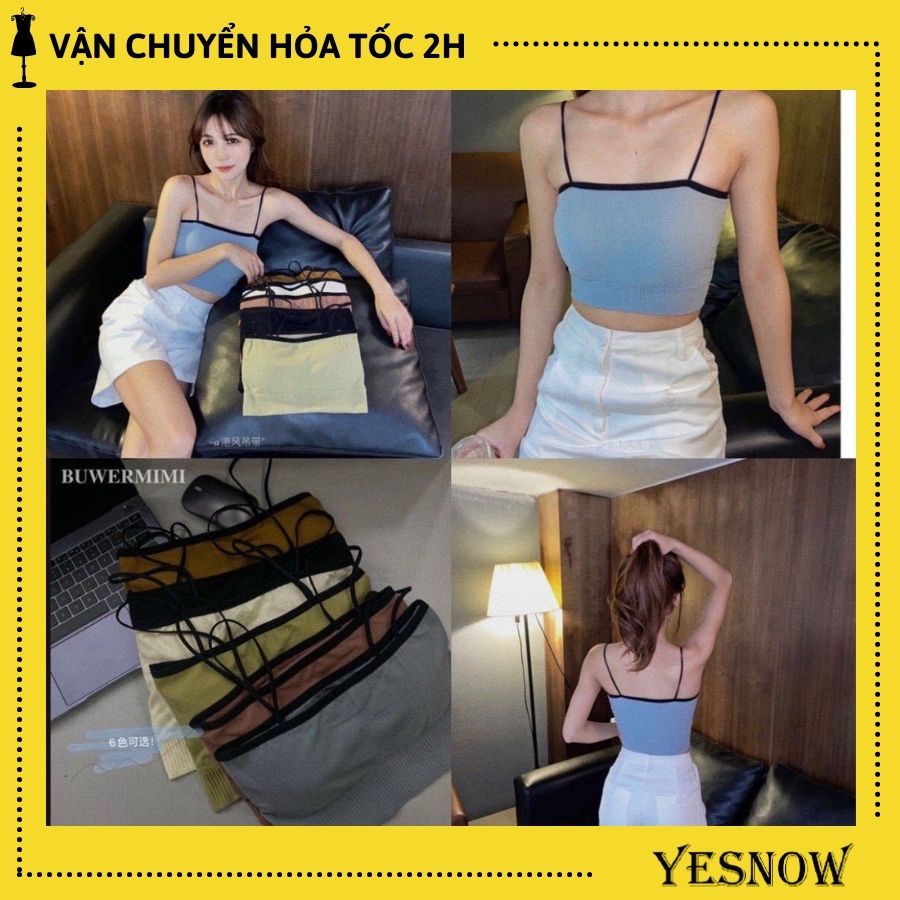 Áo Bra Thun 2 Dây Có Mút Ngực Gam Màu Pastel Quyến Rũ- điểm nhấn đường viền đen- chất bền | BigBuy360 - bigbuy360.vn