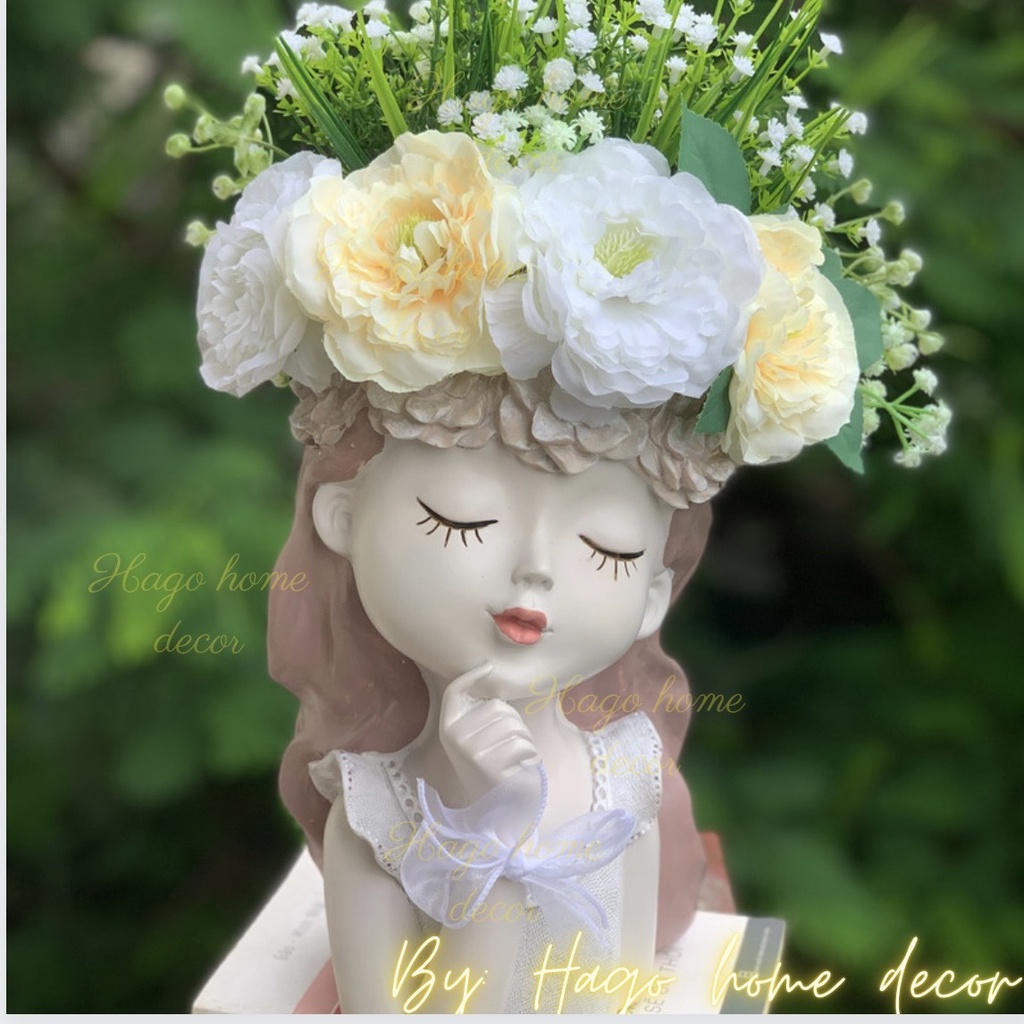 Lọ hoa, bình hoa cô gái thiên thần cắm sẵn hoa baby khô và nhiều mẫu hoa xinh xắn