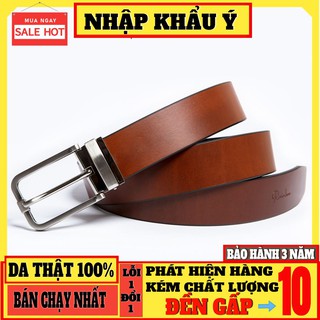 [ FREESHIP-DA THẬT ] Thắt lưng nam/Thắt lưng da thật khóa kim ba dây Italy cao cấp Rainbow 002