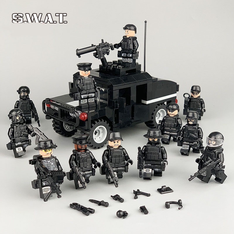Đồ chơi lắp ráp swat army , mô hình lắp ghép quân sự - COMBO 12 LÍNH SWAT