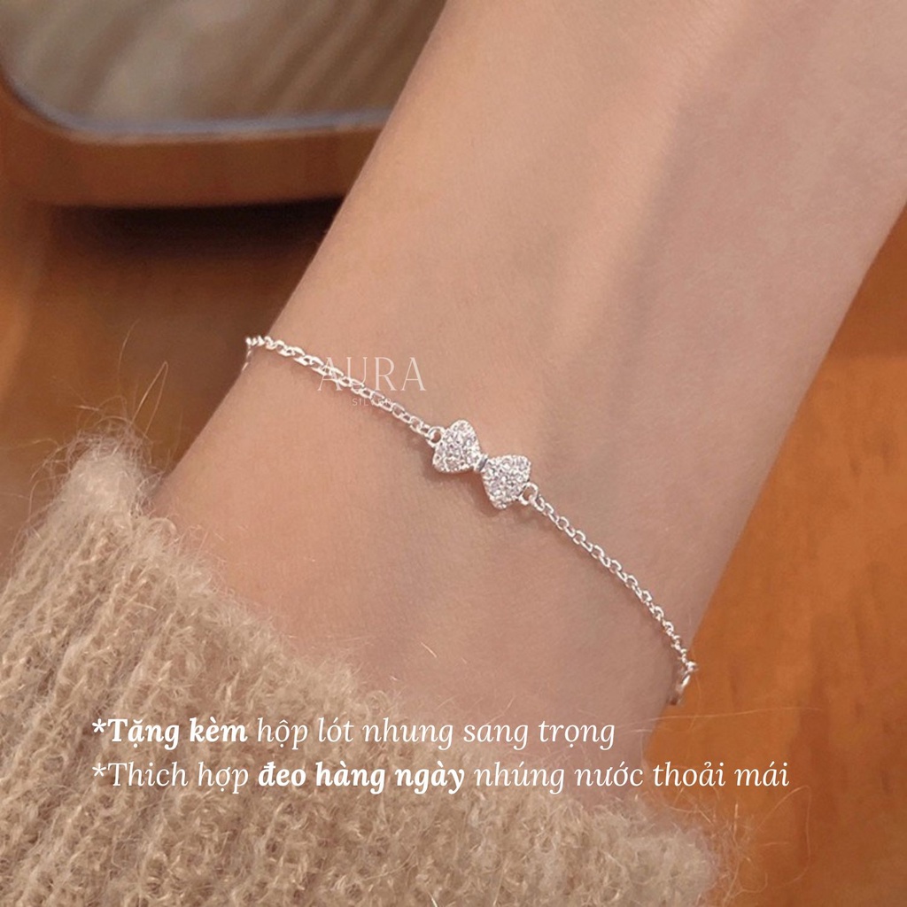 Vòng tay bạc 925 nữ không gỉ lắc tay nơ nhỏ xinh-LT10-AURASILVER
