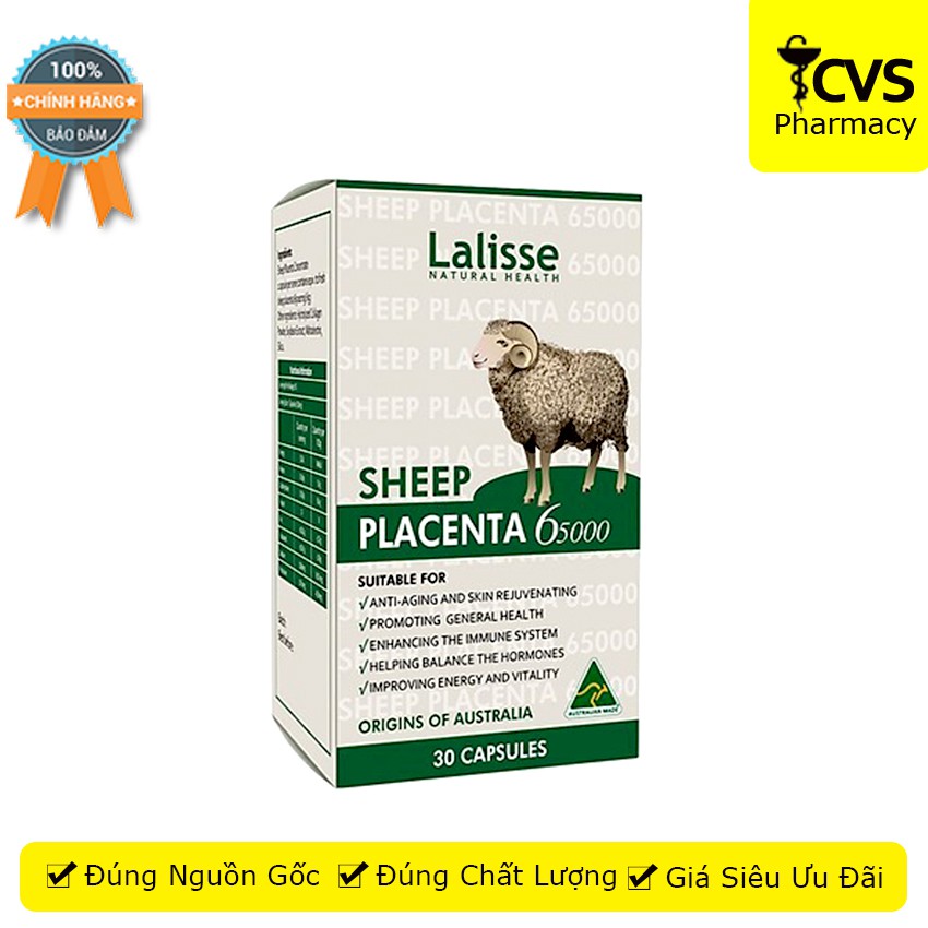 Lalisse Sheep Placenta 65000- Viên uống nhau thai cừu đẹp da, cân bằng nội tiết tố (30 Viên)