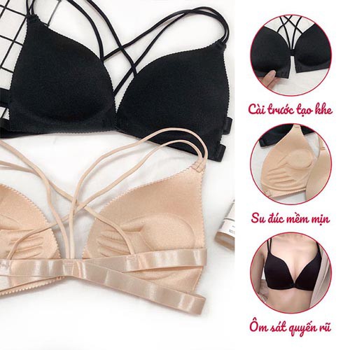 Combo 2 áo ngực su đúc cài trước, áo bra, áo lót không gọng đệm bàn tay 810
