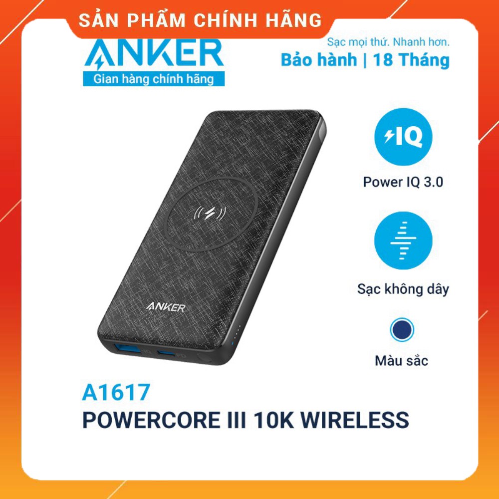 Sạc dự phòng không dây ANKER PowerCore III 10000mAh - A1617