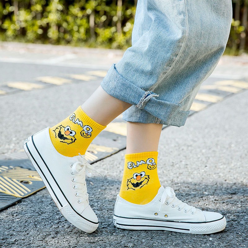 Tất unisex cổ cao Movamo họa tiết hoạt hình Elmo độc đáo TN83