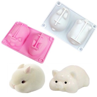 Set 2 khuôn silicon làm bánh hình heo và thỏ