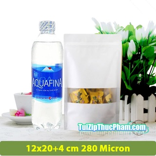100 Cái Túi Zip MIS Size 12x20 cm đựng 100g Bột Mịn, Túi Giấy Kraft Trắng Có Cửa Sổ, Phủ BOPP CPP chống ẩm tốt