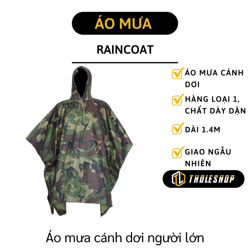 Áo Mưa - Áo Mưa Cánh Dơi Người Lớn Loại 1, Chất Dày Dặn, Chống Thấm Nước Tuyệt Đối 1.4m 3326