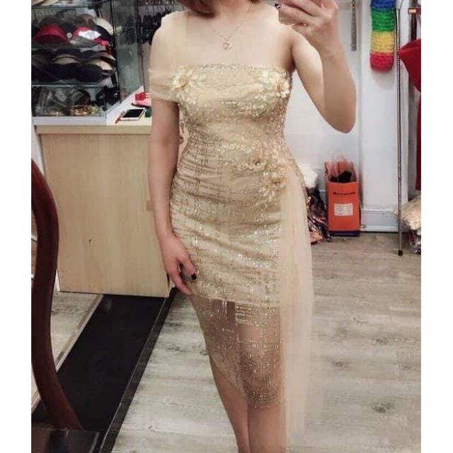 Đầm kimsa đính ren phối luới