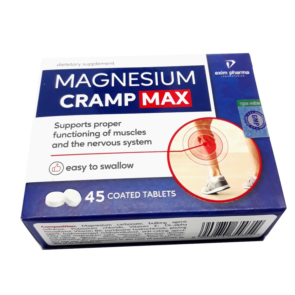 Viên Uống Giảm Co Cơ Chuột Rút, Tê Bì Chân Tay, Đau Mỏi Cơ Bắp, Bổ Sung Magie, B6