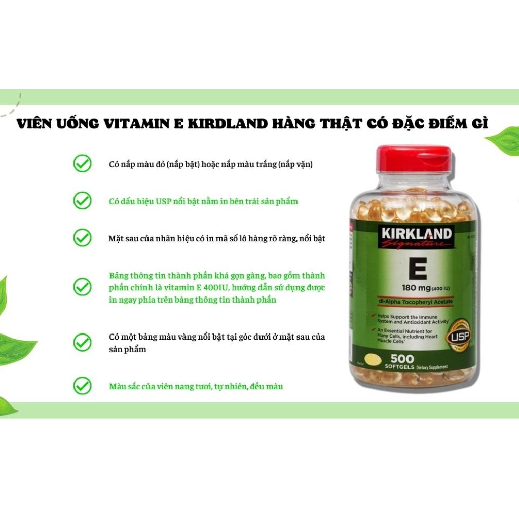 Viên Uống Vitamin E 400 IU 500 Viên Kirkland Của Mỹ Date 2025 Đẹp Da, Làm Chậm Lão Hóa