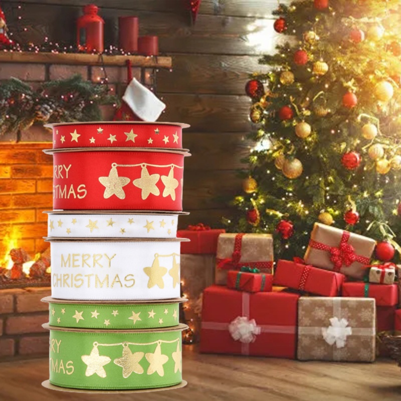 Cuộn Dây Ruy Băng Polyester In Họa Tiết Giáng Sinh DIY