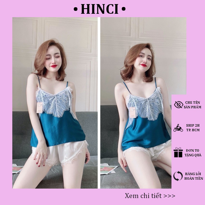 [DN13] Bộ Ngủ 2 Dây, Đồ Ngủ Sexy Áo Và Quần, Chất Liệu Satin, Thích Hợp Mặc Nhà Thoải Mái, Quyến Rũ