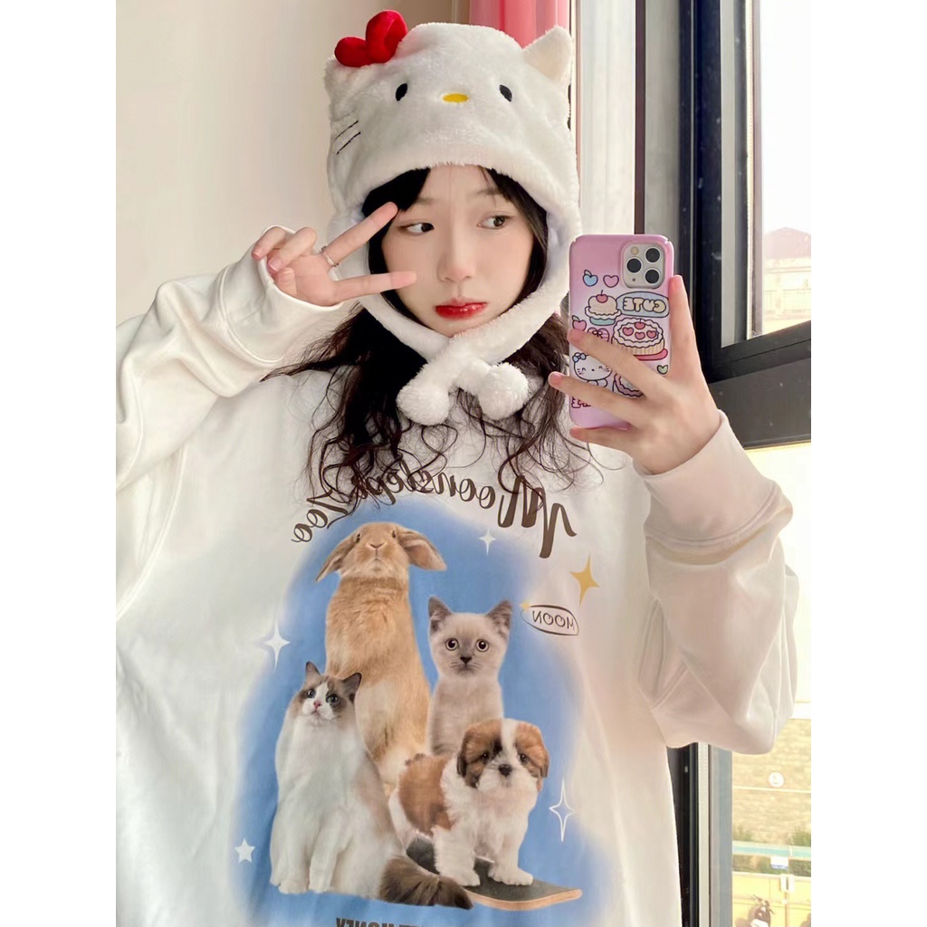 NRVP Áo nỉ dài tay phong cách Hàn Quốc thời trang dành cho nam và nữ oversize