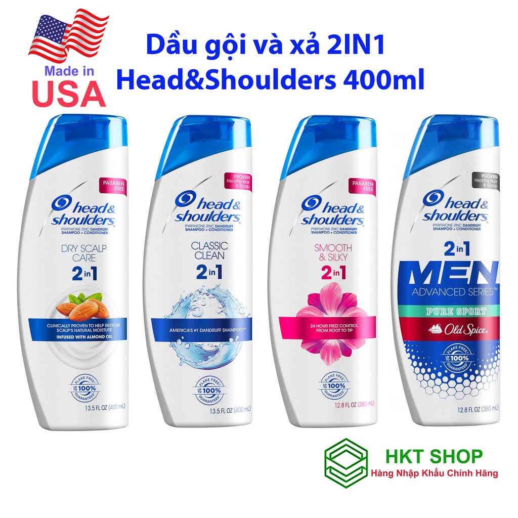 [USA] Dầu gội và xả 2IN1 Head&amp;Shoulders Mỹ 400ml - HKT Shop