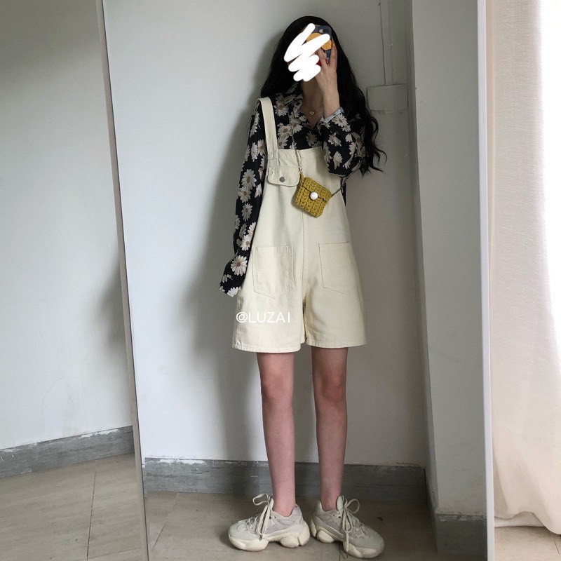 Yếm Quần Short Kaki Be Nữ Có Túi Ngực Fullsize Siêu Nữ Tính Ulzzang YQ07 | BigBuy360 - bigbuy360.vn