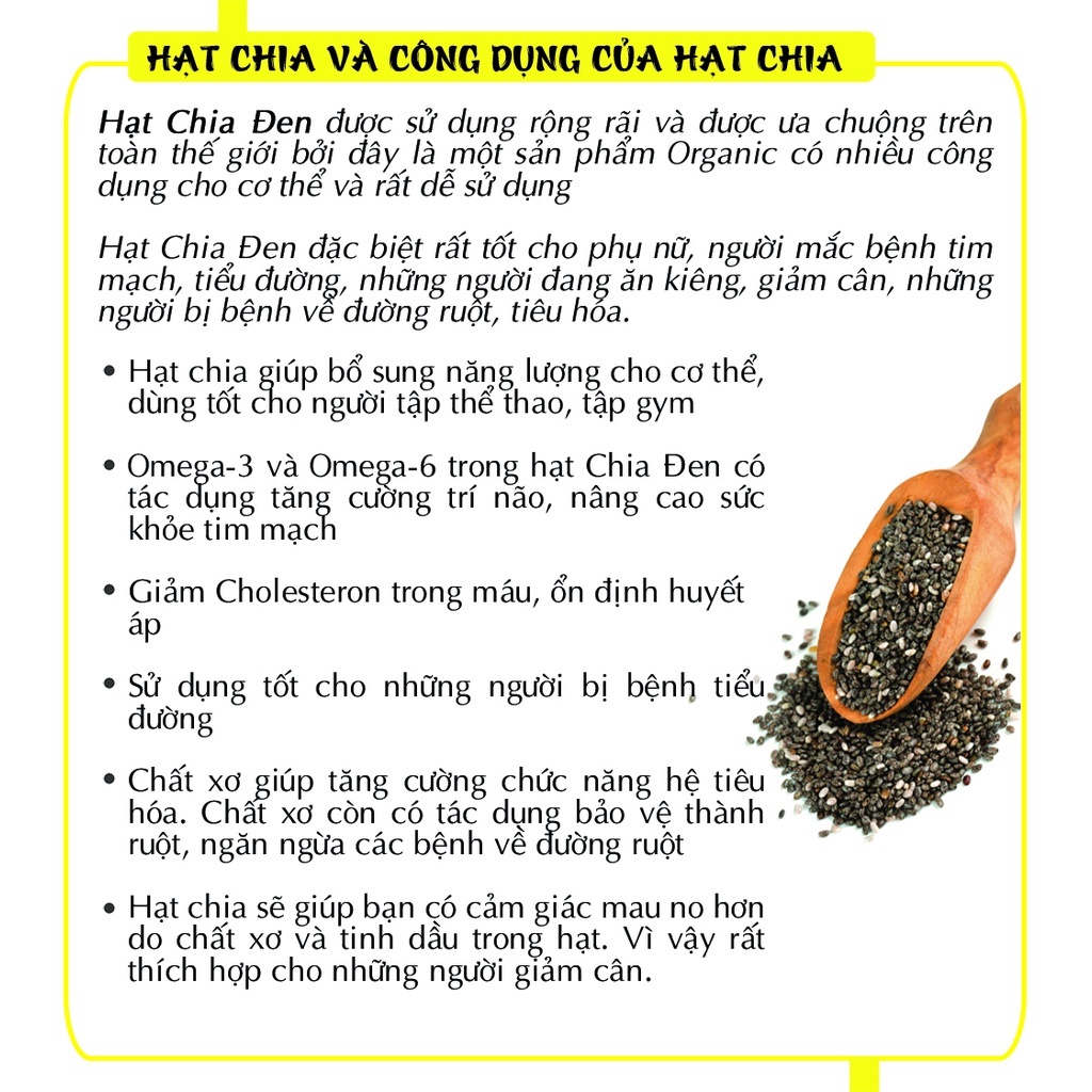 Hạt chia đen Úc 500g - Giàu Omega 3, Omega 6 giúp tăng cường trí não, nâng cao sức khỏe tim mạch