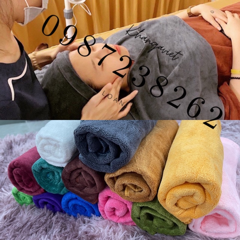 Khăn quấn đầu, gội đầu kt 35x75 dùng cho spa, hairsalon Microfiber thấm hút tốt