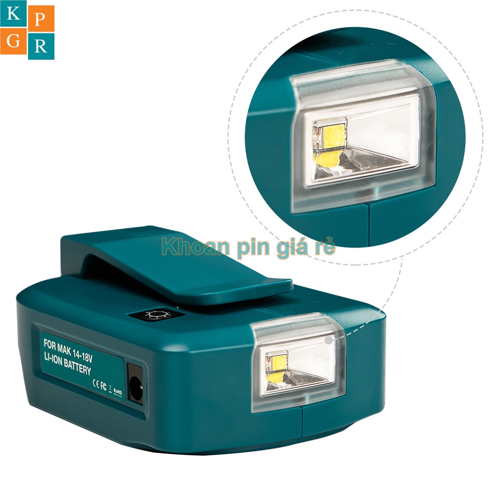 KPGR Đế chuyển pin makita 18V cổng sạc điện thoại và DC 12V