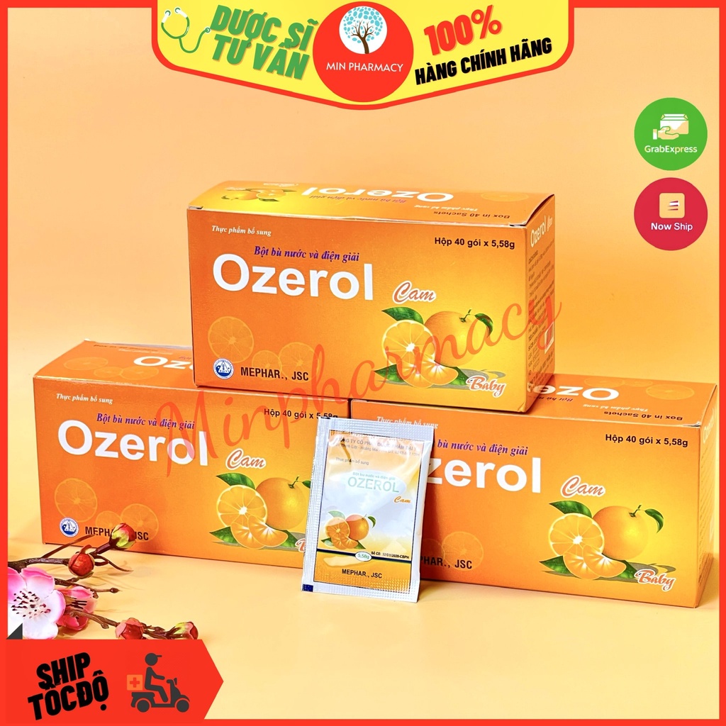 Bột oresol bù nước và điện giải OZEROL Cam (Mephar Co.pharma) hộp 40 gói x 5,58g - Minpharmacy