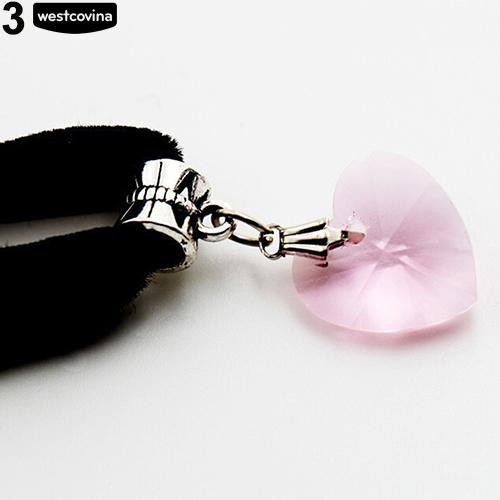 Vòng cổ choker trang trí mặt đá màu hình trái tim sành điệu cho nữ