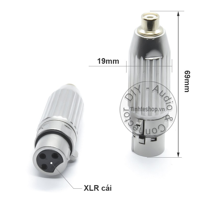 2 chiếc - Đầu giắc chuyển đổi AV RCA cái sang XLR cannon DIN 3pin cái - Khẩu chuyển Canon XLR 3PIN male ra AV/RCA female