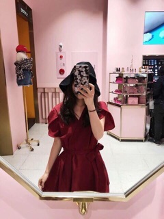 Đầm xoè đắp chéo cột nơ eo [B2501]