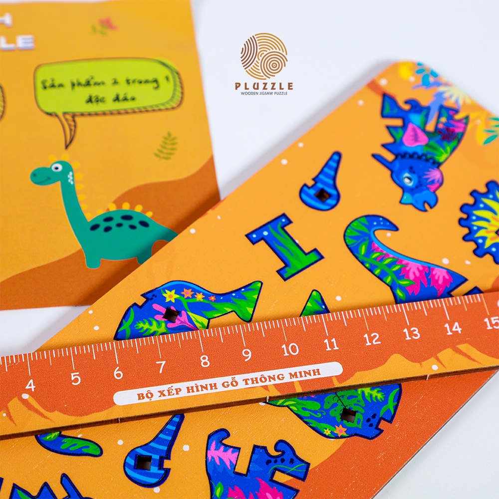 Thước Gỗ Xếp Hình Thông Minh 15cm 2 trong 1 vừa học vừa chơi cho Trẻ từ 5-10 Tuổi - RD01