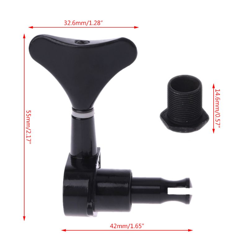 Đầu Chốt Chỉnh Dây Đàn Guitar Bass 4 Dây Màu Đen 2R2L