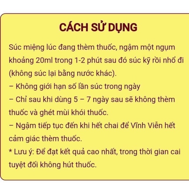 Nước súc miệng cai thuốc lá thuốc lào vĩnh viễn Xuân Vinh 400ml